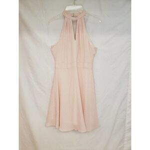 Size 4 Express halter style dress. 20" waist to hem. Lined. Pink / white3